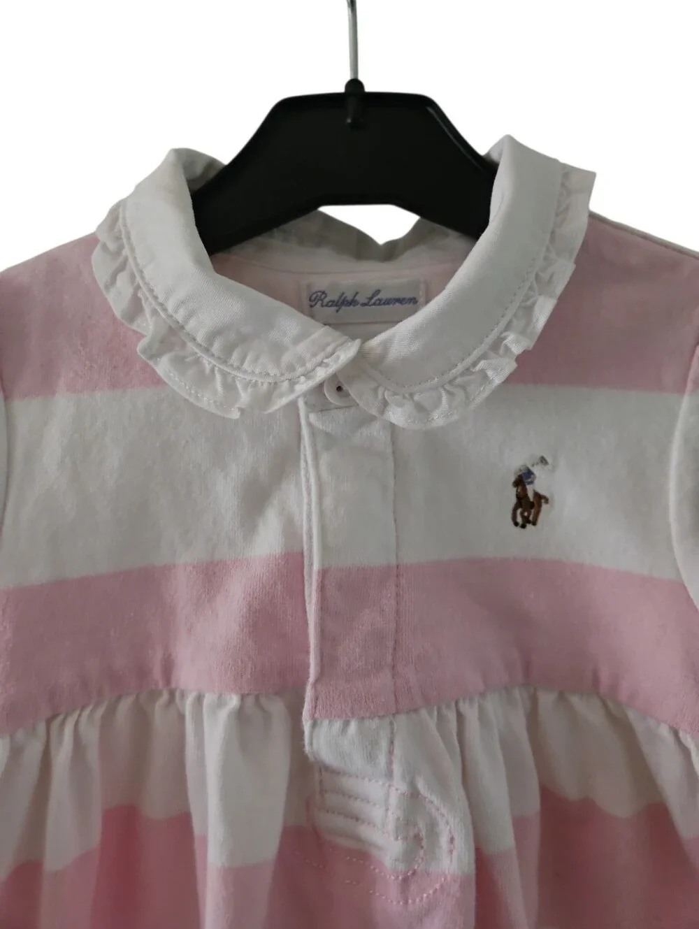 Ralph Lauren Pink Striped Polo Dress 18M Short Sleeve Collar